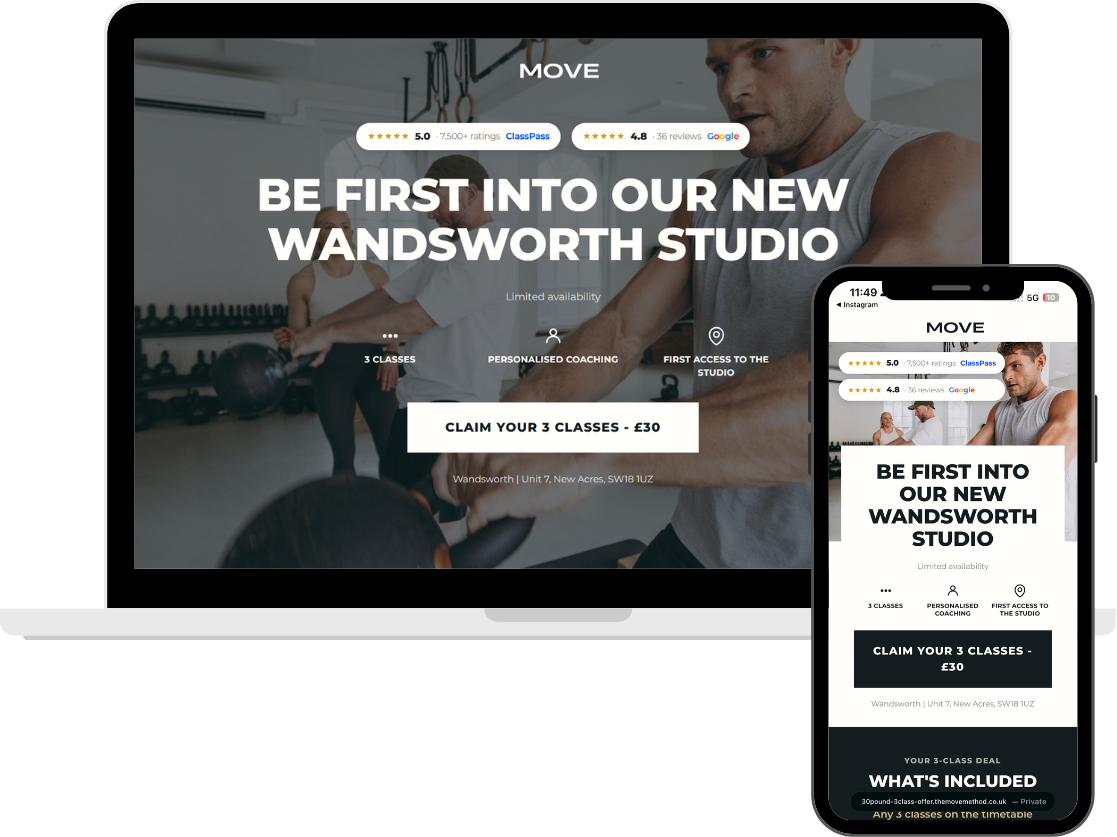 The Move Method landing page, shown on laptop and phone